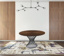 Walnut And Black Wood and Metal Hourglass Base Dining Table 54