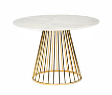 White And Gold Rounded Wood And Stainless Steel Dining Table 43