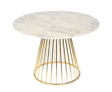 White And Gold Rounded Wood And Stainless Steel Dining Table 43