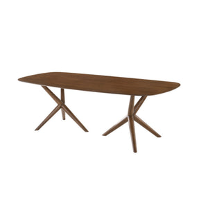 95" Walnut Rectangular Manufactured Wood And Solid Manufactured Wood Dining Table