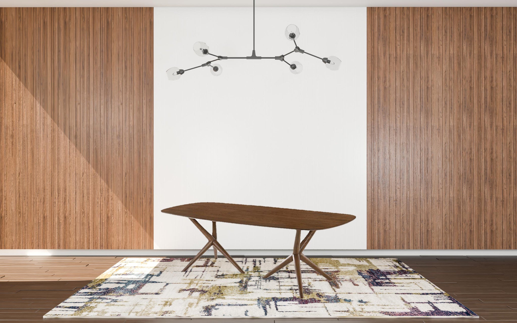 95" Walnut Rectangular Manufactured Wood And Solid Manufactured Wood Dining Table