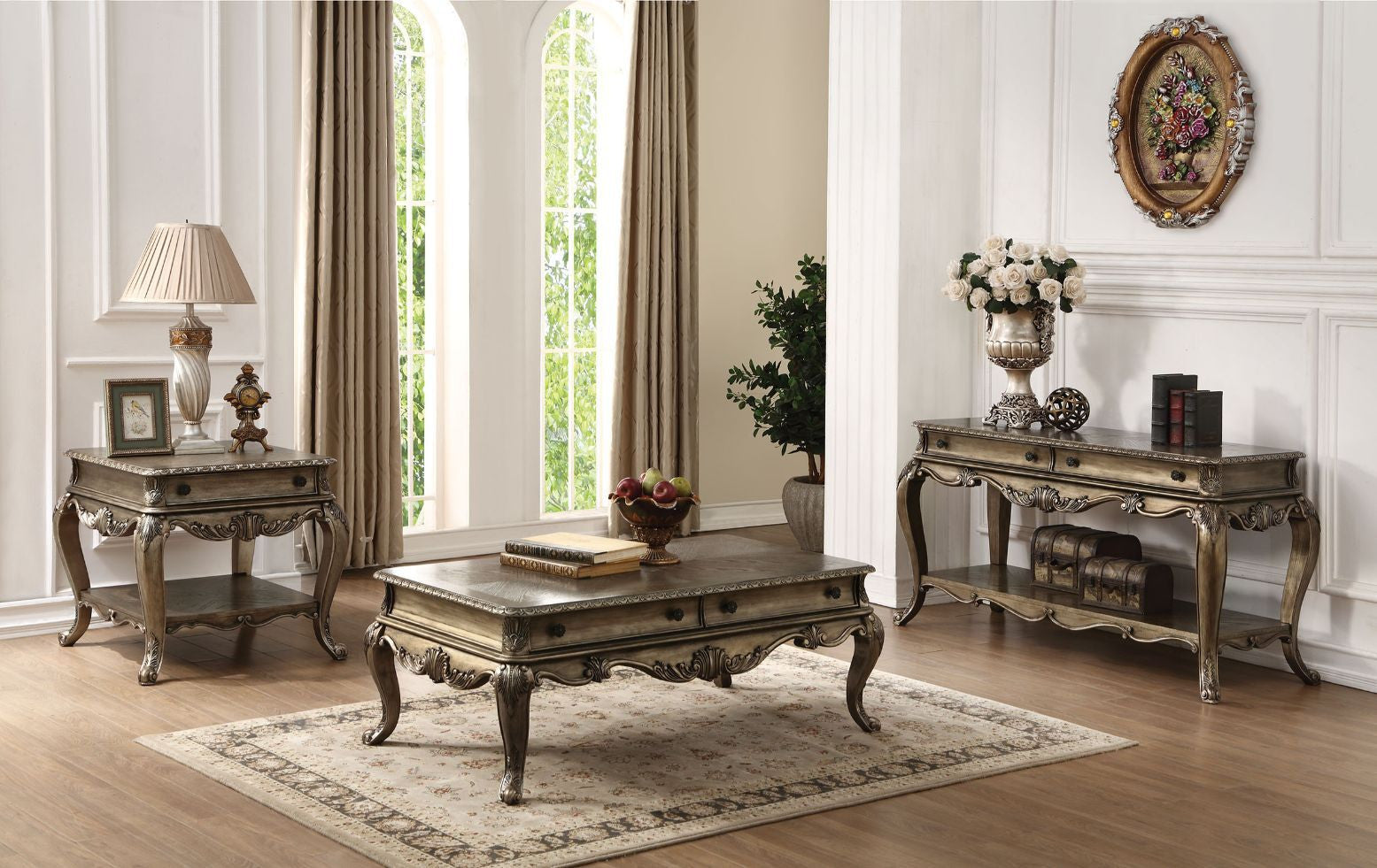 52" Vintage Oak Manufactured Wood Rectangular Coffee Table With Two Drawers