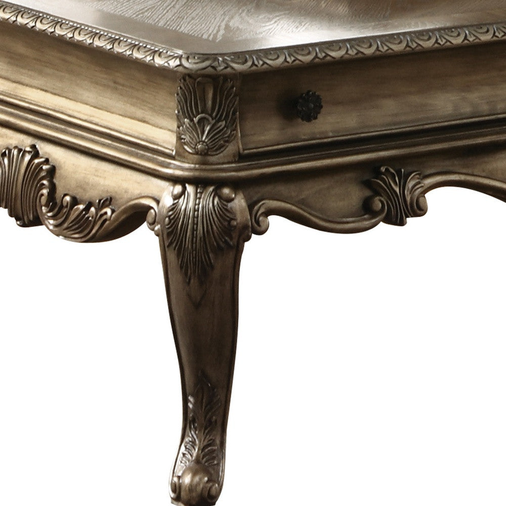 52" Vintage Oak Manufactured Wood Rectangular Coffee Table With Two Drawers