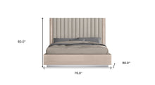 King Size High Gloss Beige Upholstered Channeled Headboard Bed Frame