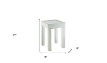 Mesa auxiliar cuadrada con espejo de vidrio transparente y plateado de 24