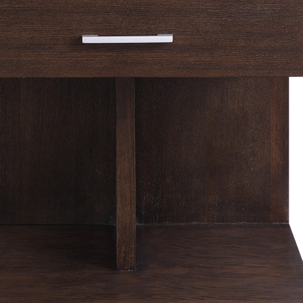 Mesa auxiliar cuadrada de madera de nogal de 24" con cajón y estante