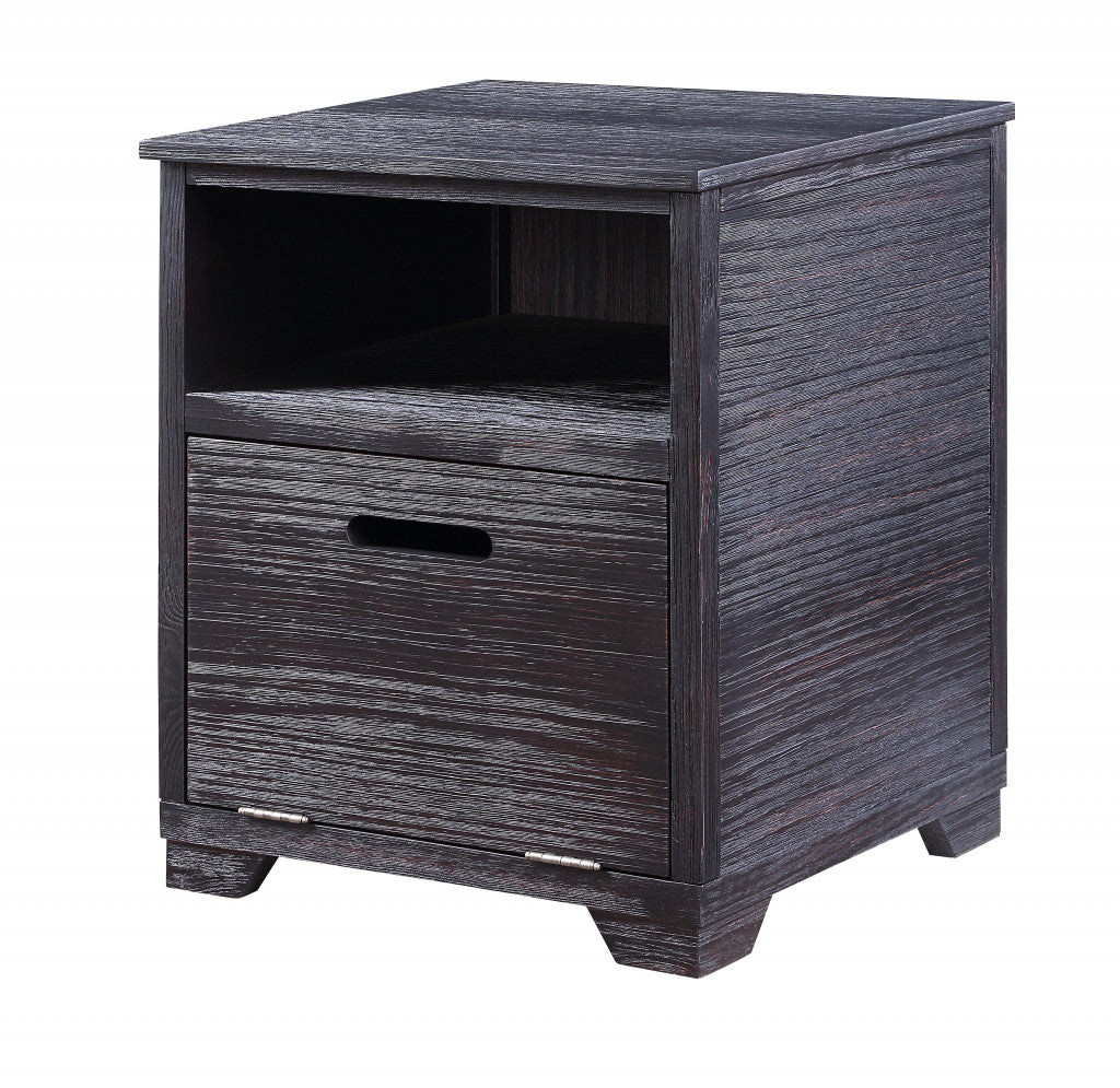 Mesa auxiliar rectangular de madera maciza y madera fabricada en negro de 24"