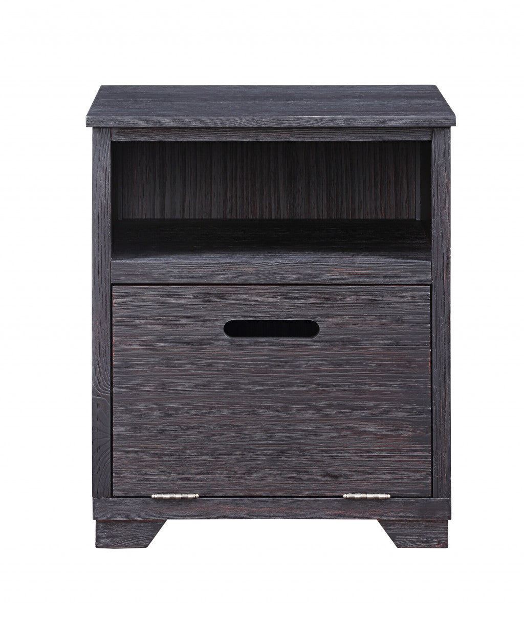 Mesa auxiliar rectangular de madera maciza y madera fabricada en negro de 24"