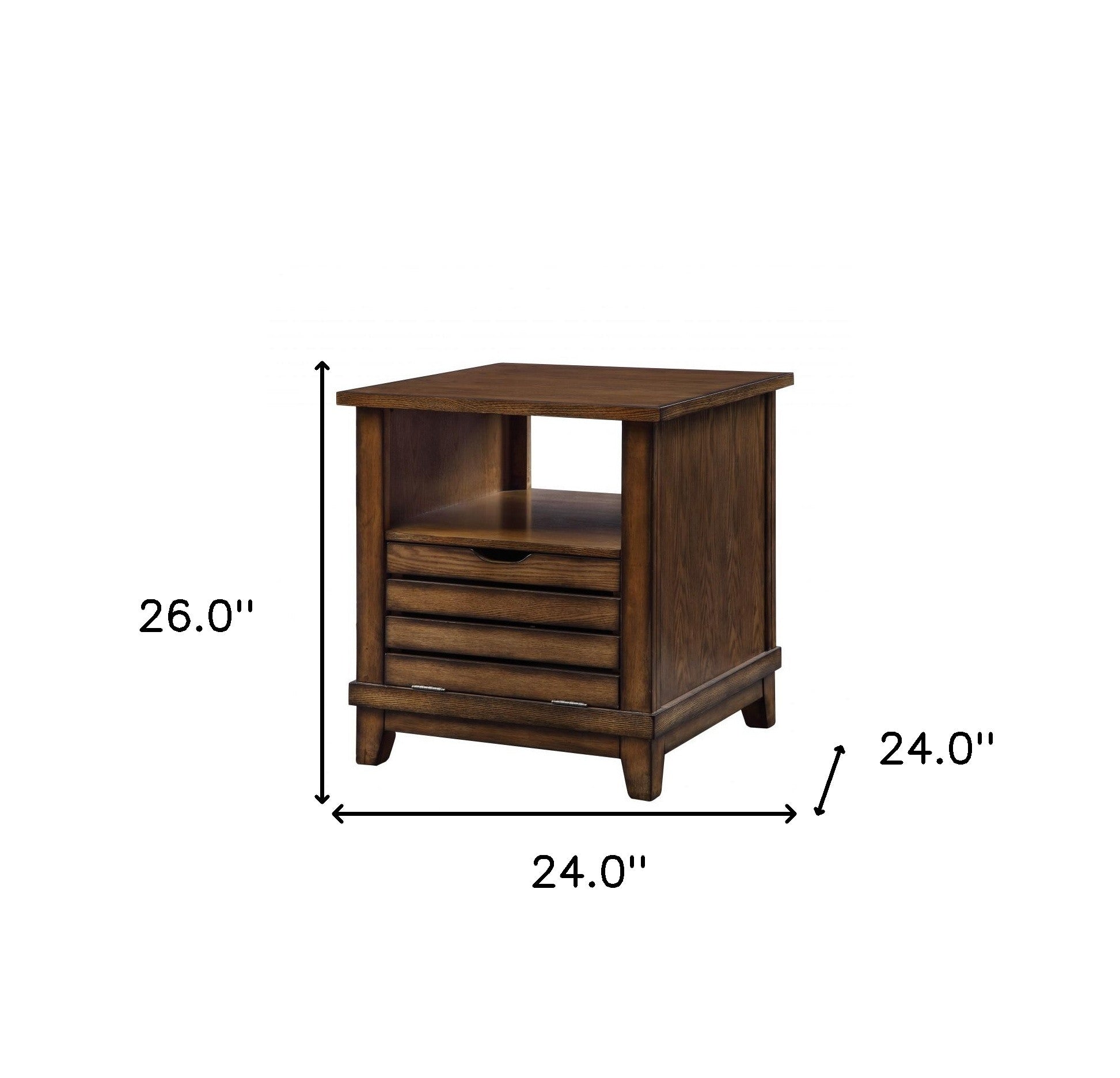 Mesa auxiliar cuadrada de madera de roble de 26"