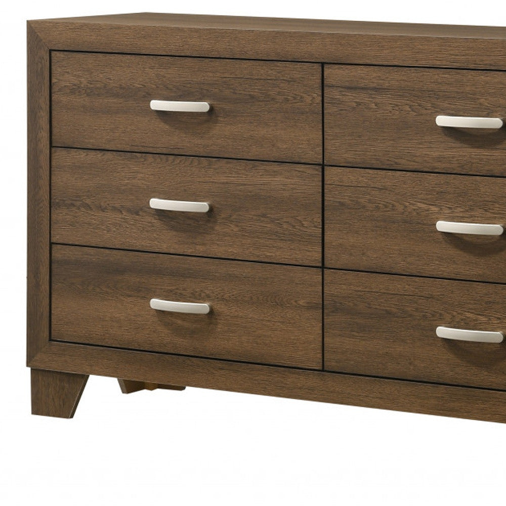 59" Oak Manufactured Wood Six Drawer Double Dresser