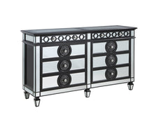 Black And Sliver Solid Wood Mirrored Six Drawer Double Dresser 68