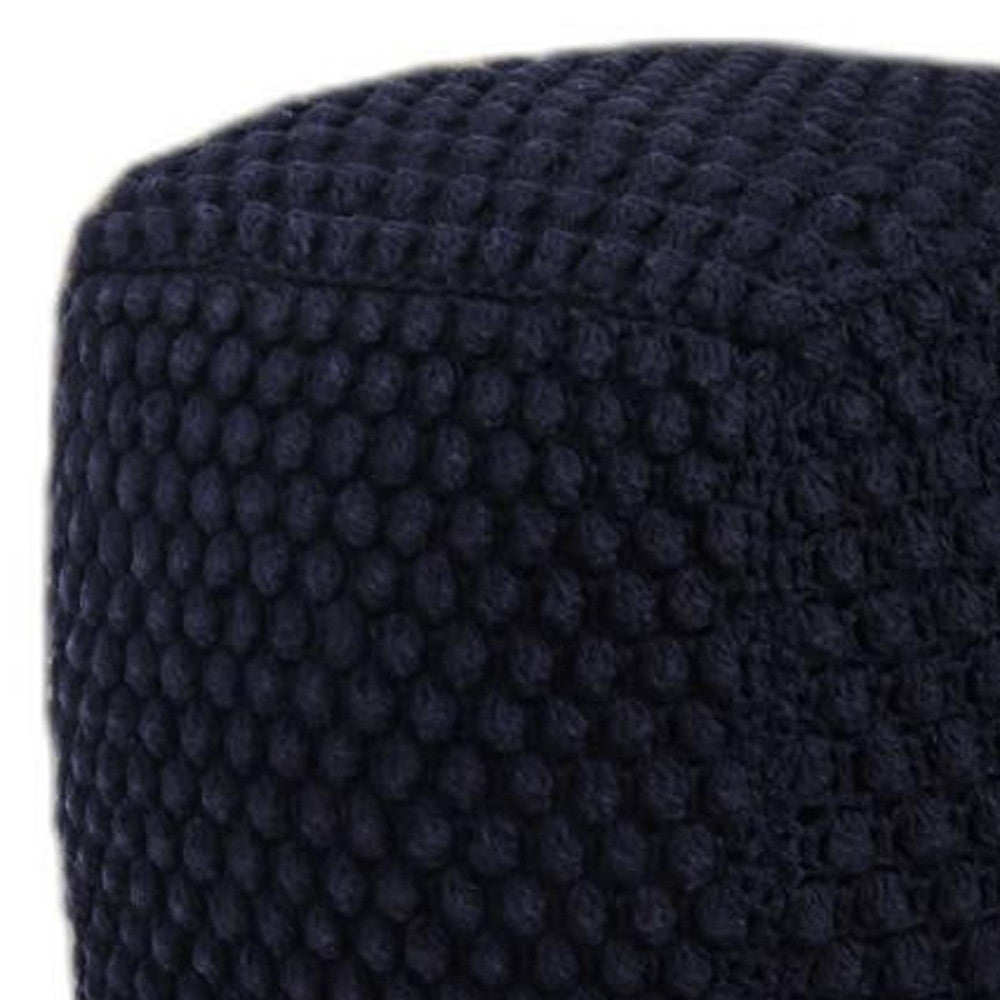 18" Navy Cotton Blend Cube Pouf Ottoman