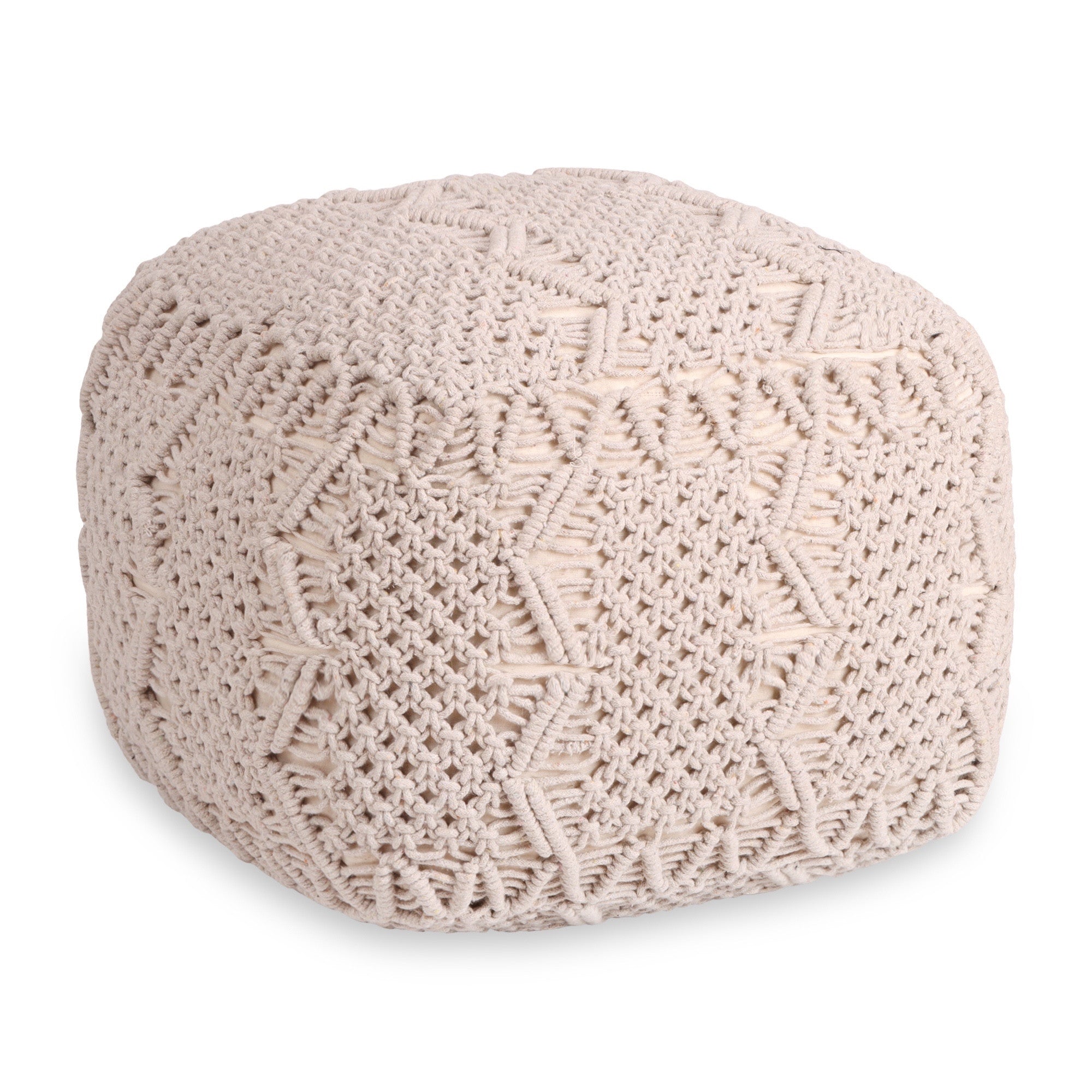 18" Ivory Cotton Blend Cube Pouf Ottoman