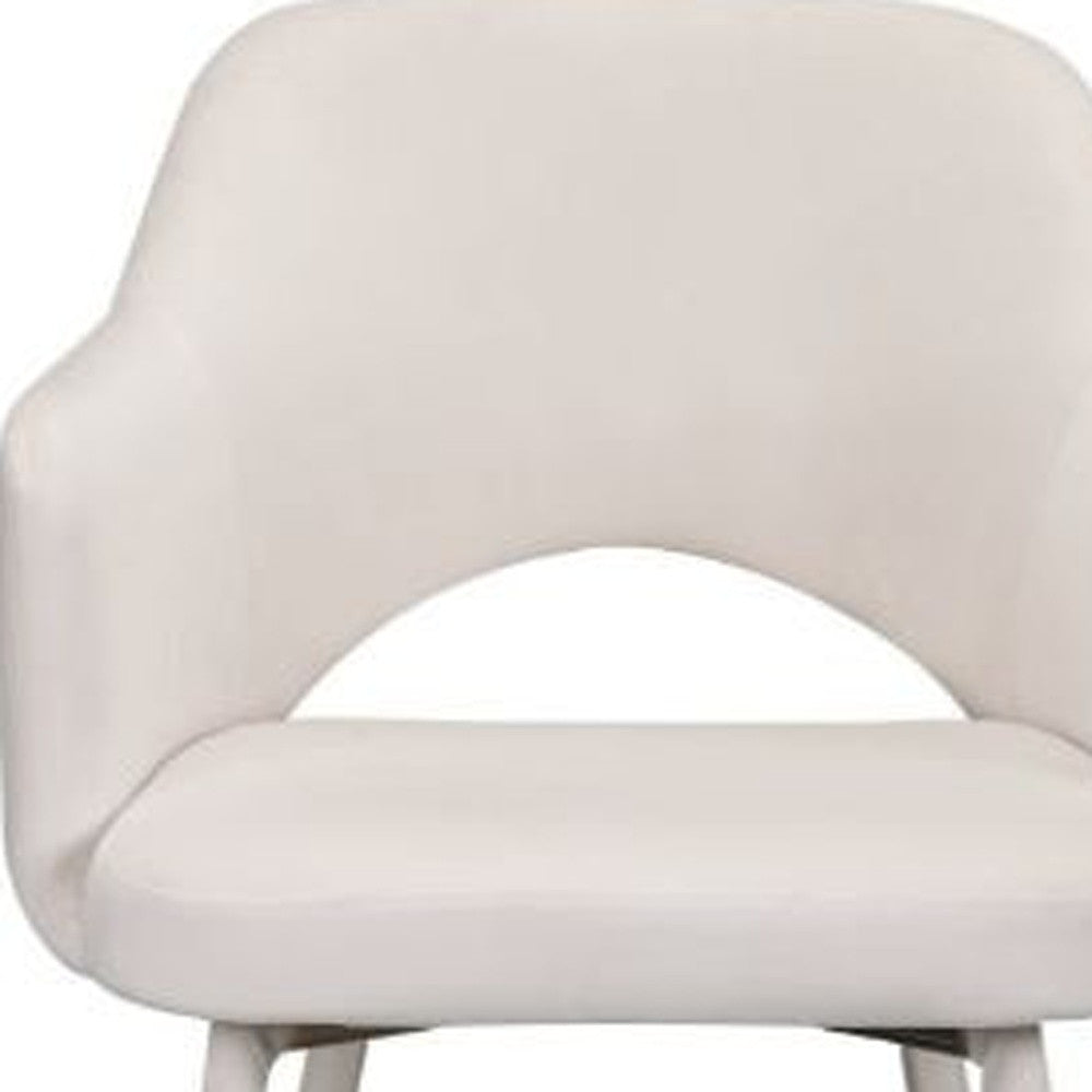 22" Cream Velvet And Gold Solid Color Parsons Chair