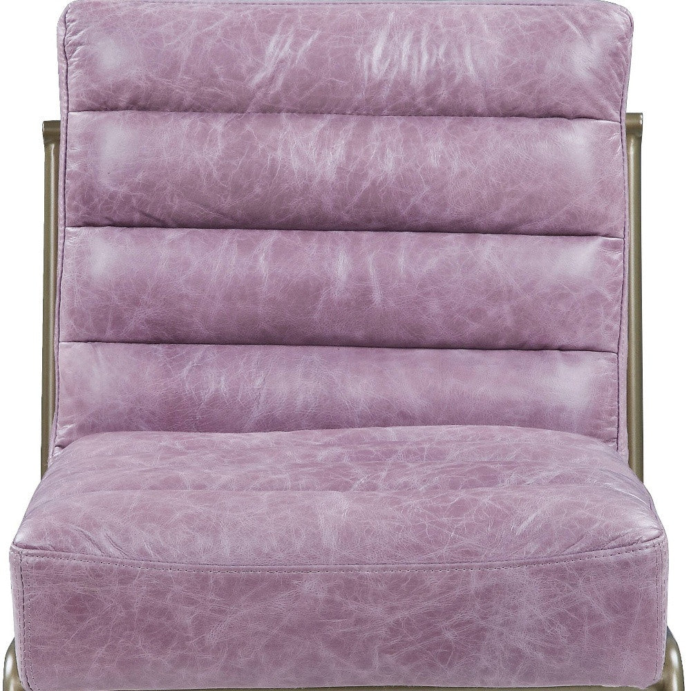 Silla lateral Ikat de acero y cuero de grano superior de 22"