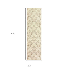 8' Runner Beige Green And Brown Floral Stain Resistant Runner Rug