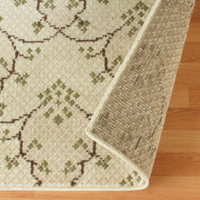 8' X 10' Beige Green And Brown Floral Vines Stain Resistant Area Rug