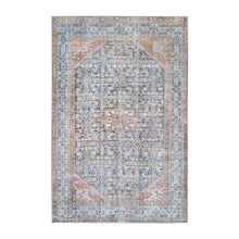 3' X 5' Latte And Blue Oriental Medallion Stain Resistant Area Rug