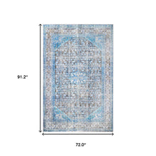 7' X 9' Shades Of Azure Oriental Medallion Area Rug