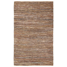 5' X 8' Rustic Earth Brown Striped Handmade Leather Blend Area Rug