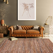 5' X 8' Rustic Earth Brown Striped Handmade Leather Blend Area Rug