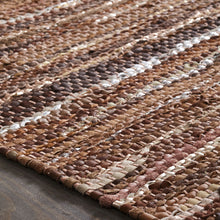 5' X 8' Rustic Earth Brown Striped Handmade Leather Blend Area Rug