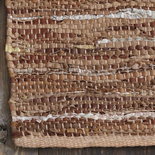 5' X 8' Rustic Earth Brown Striped Handmade Leather Blend Area Rug