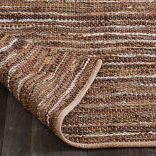 5' X 8' Rustic Earth Brown Striped Handmade Leather Blend Area Rug