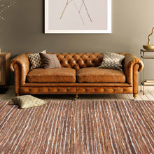 5' X 8' Rustic Earth Brown Striped Handmade Leather Blend Area Rug