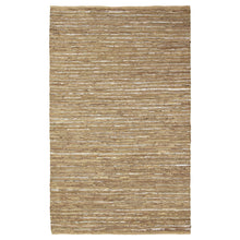 5' X 8' Camel Striped Handmade Leather Area Rug