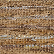 5' X 8' Camel Striped Handmade Leather Area Rug