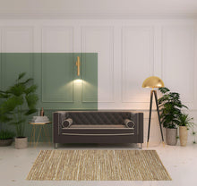 5' X 8' Camel Striped Handmade Leather Area Rug