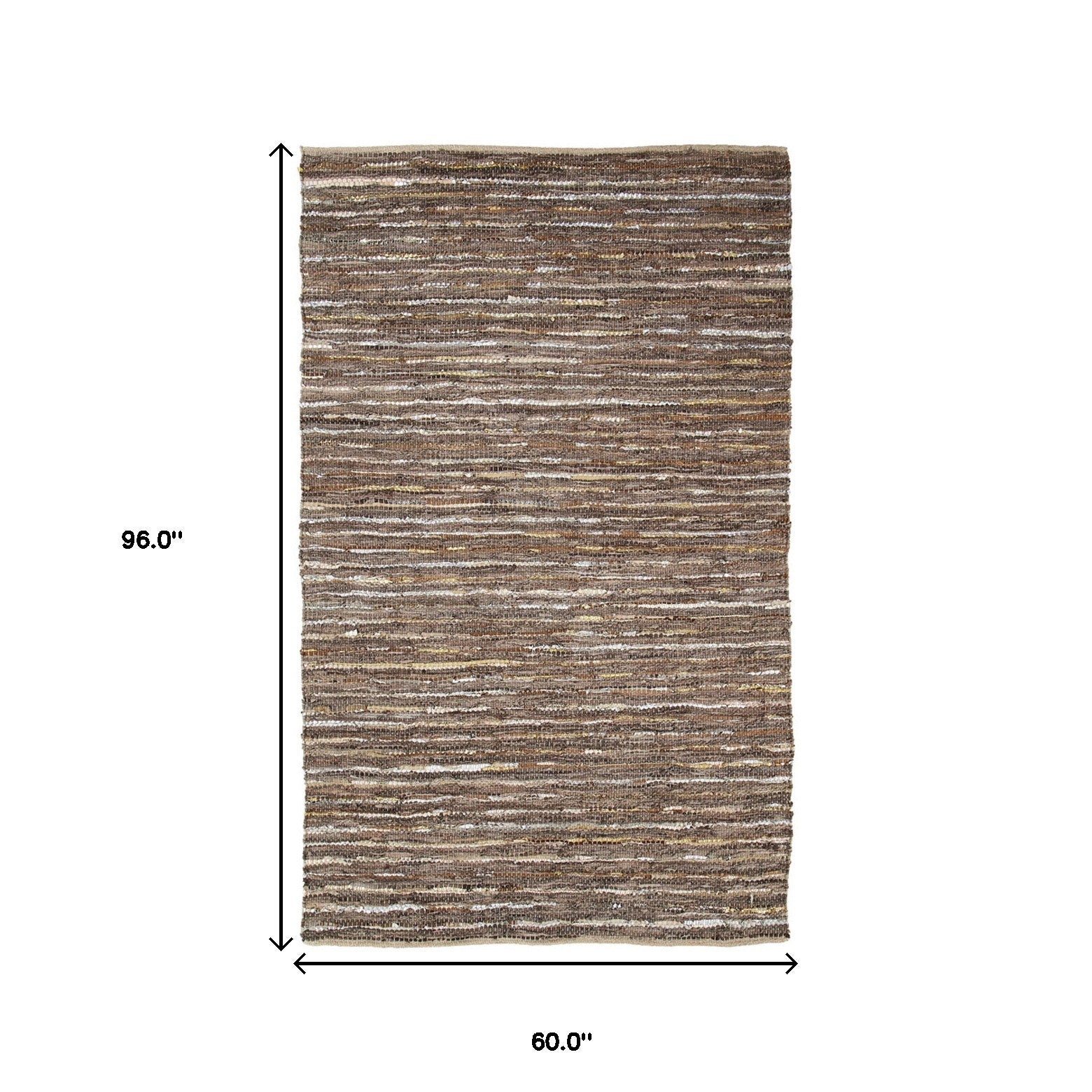 5' X 8' Desert Taupe Striped Handmade Leather Area Rug