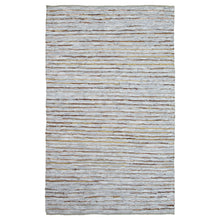 5' X 8' Smoked Grey Striped Handmade Leather Area Rug