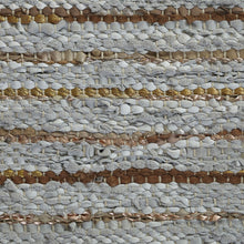 5' X 8' Smoked Grey Striped Handmade Leather Area Rug