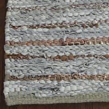 5' X 8' Smoked Grey Striped Handmade Leather Area Rug