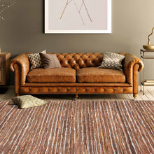 8' X 10' Baked Clay Striped Handmade Leather Area Rug