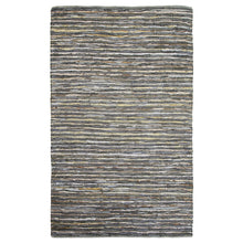 8' X 10' Dusty Grey Striped Handmade Leather Area Rug