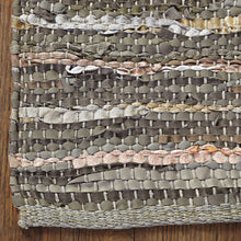 8' X 10' Dusty Grey Striped Handmade Leather Area Rug