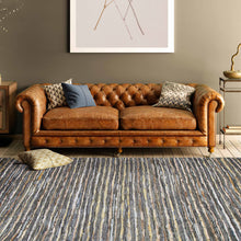 8' X 10' Dusty Grey Striped Handmade Leather Area Rug