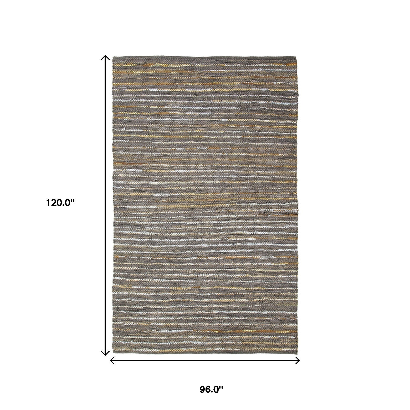 8' X 10' Fossil Striped Handmade Leather Area Rug