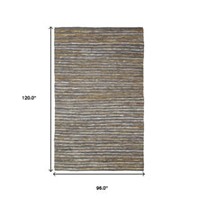 8' X 10' Fossil Striped Handmade Leather Area Rug