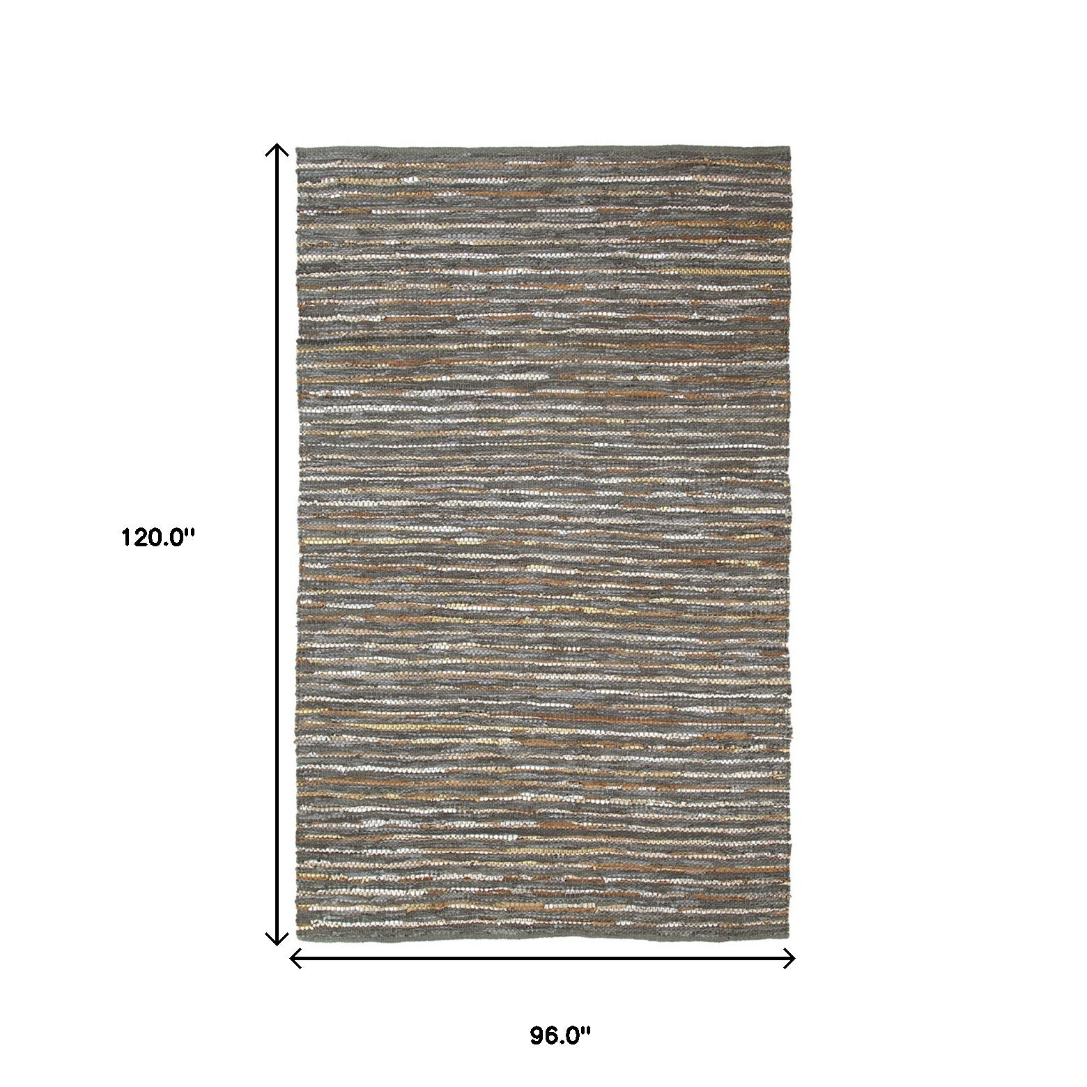 8' X 10' Steel Blue Striped Handmade Leather Area Rug