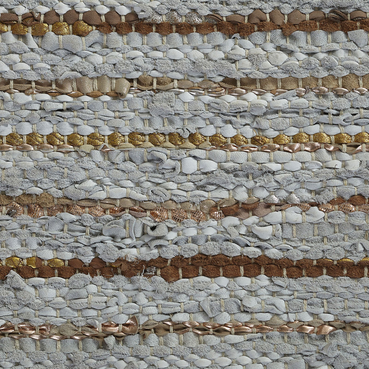 8' X 10' Smoked Grey Striped Handmade Leather Area Rug