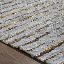8' X 10' Smoked Grey Striped Handmade Leather Area Rug