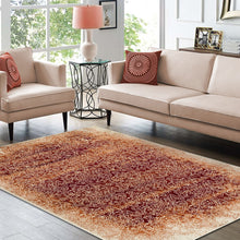 8' X 10' Orange Medallion Stain Resistant Area Rug