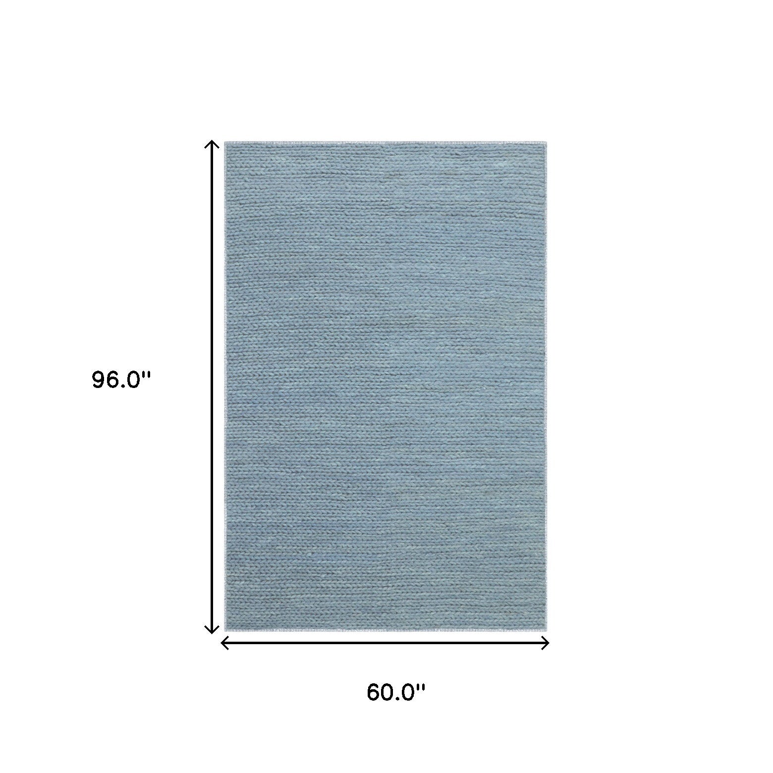 5' X 8' Light Blue Wool Handmade Stain Resistant Area Rug