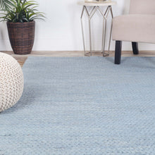 5' X 8' Light Blue Wool Handmade Stain Resistant Area Rug