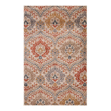 8' X 10' Ivory Orange And Gray Floral Stain Resistant Area Rug