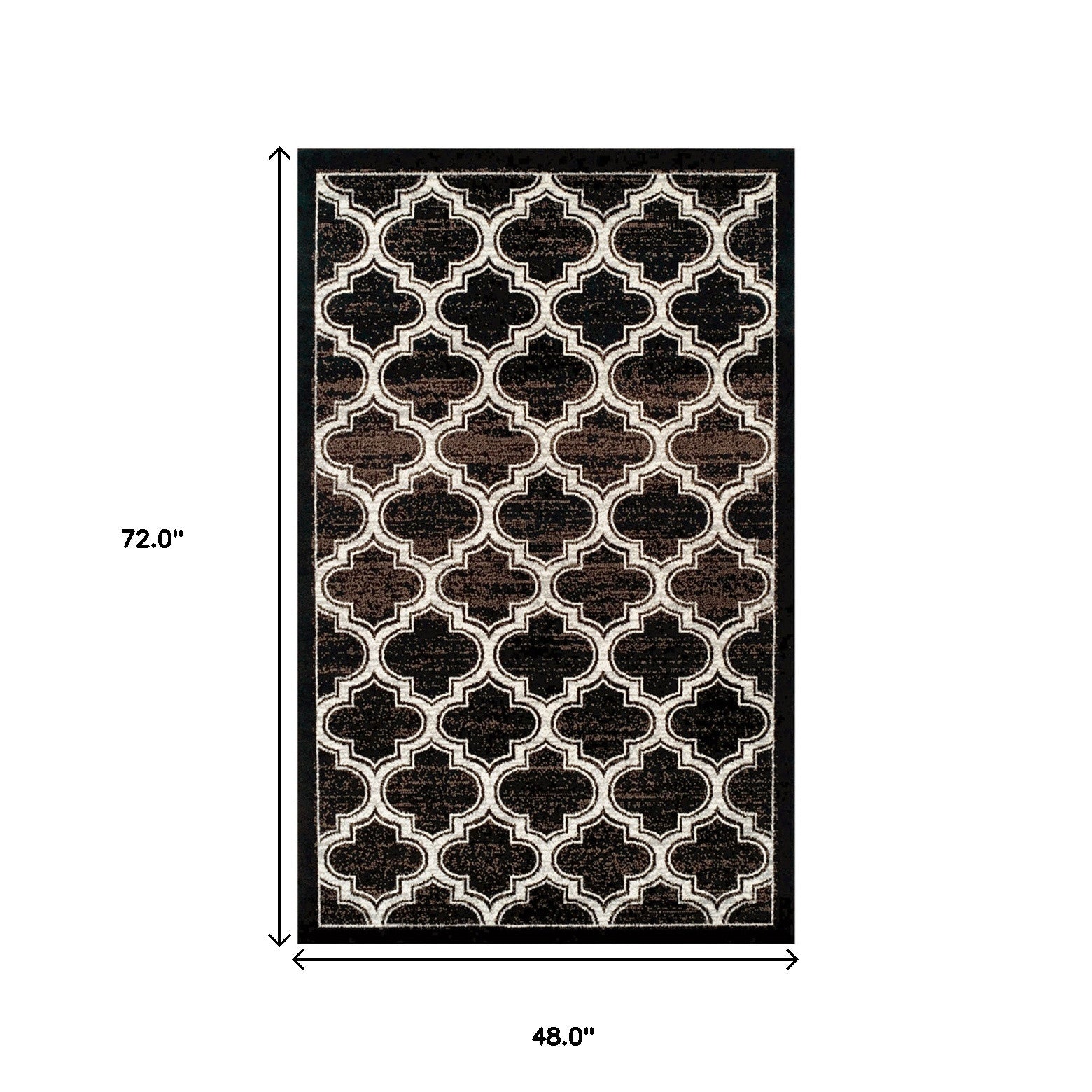 4' X 6' Black Geometric Stain Resistant Area Rug